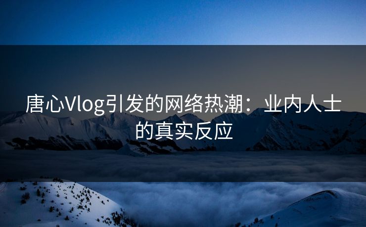 唐心Vlog引发的网络热潮：业内人士的真实反应