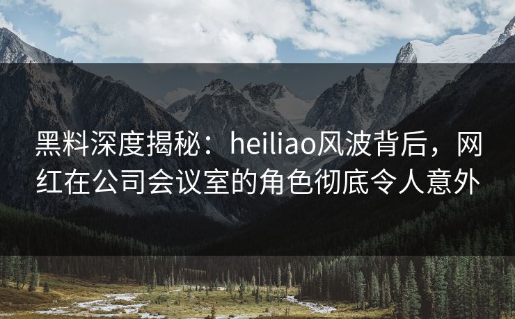 黑料深度揭秘：heiliao风波背后，网红在公司会议室的角色彻底令人意外