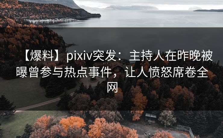 【爆料】pixiv突发：主持人在昨晚被曝曾参与热点事件，让人愤怒席卷全网