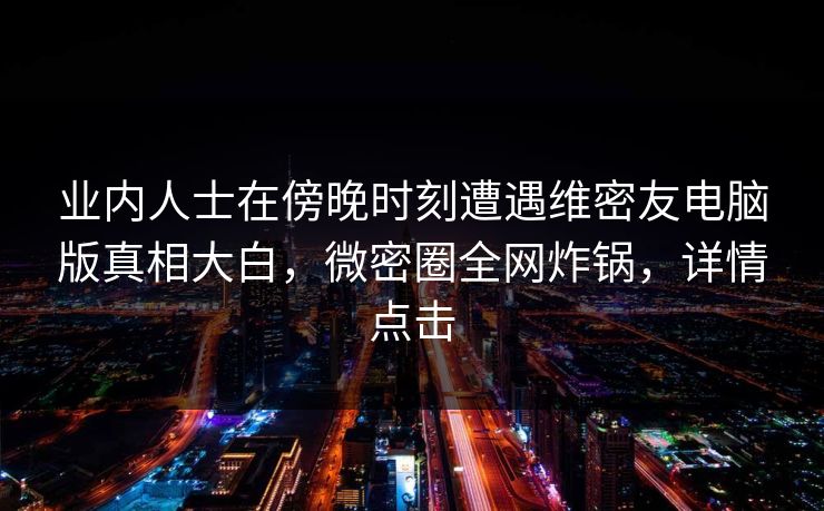 业内人士在傍晚时刻遭遇维密友电脑版真相大白，微密圈全网炸锅，详情点击