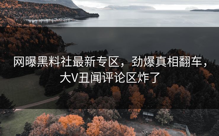 网曝黑料社最新专区，劲爆真相翻车，大V丑闻评论区炸了
