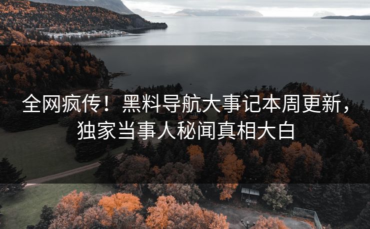 全网疯传！黑料导航大事记本周更新，独家当事人秘闻真相大白