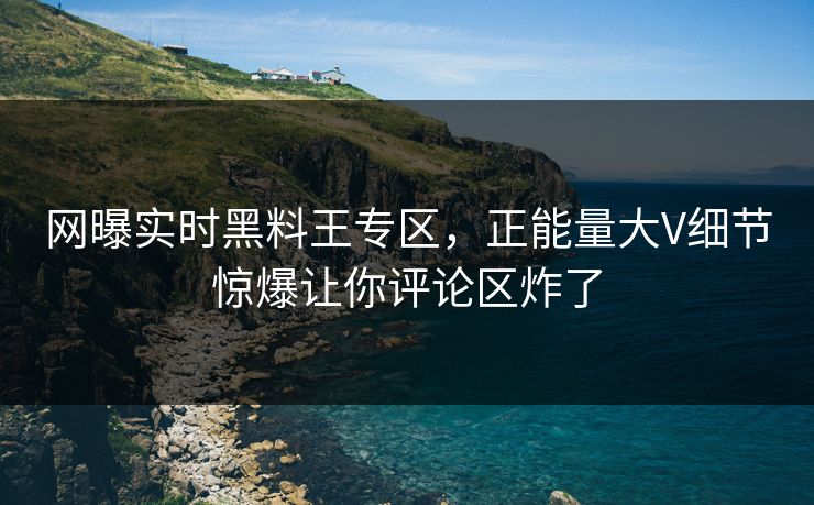 网曝实时黑料王专区，正能量大V细节惊爆让你评论区炸了
