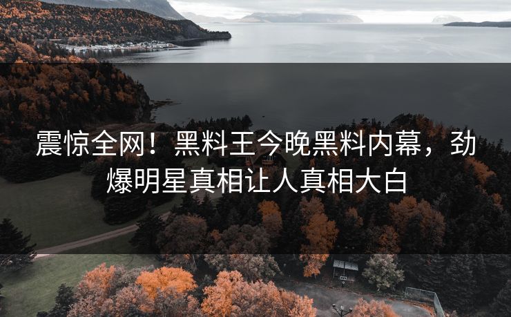 震惊全网！黑料王今晚黑料内幕，劲爆明星真相让人真相大白