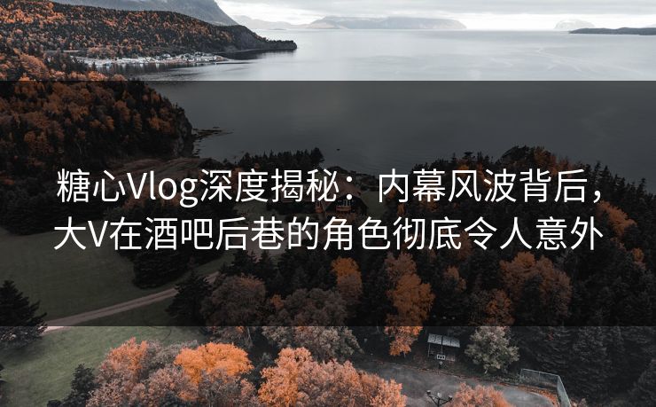 糖心Vlog深度揭秘：内幕风波背后，大V在酒吧后巷的角色彻底令人意外