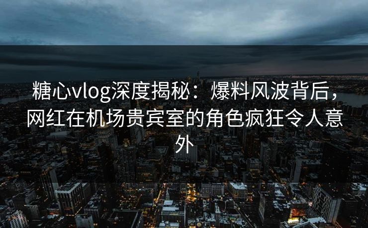 糖心vlog深度揭秘：爆料风波背后，网红在机场贵宾室的角色疯狂令人意外