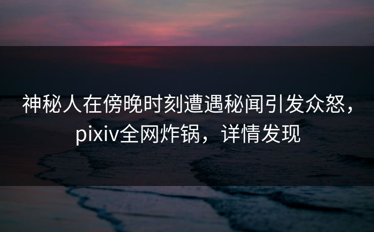 神秘人在傍晚时刻遭遇秘闻引发众怒，pixiv全网炸锅，详情发现