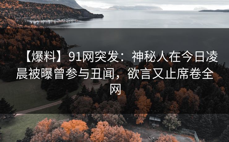 【爆料】91网突发：神秘人在今日凌晨被曝曾参与丑闻，欲言又止席卷全网