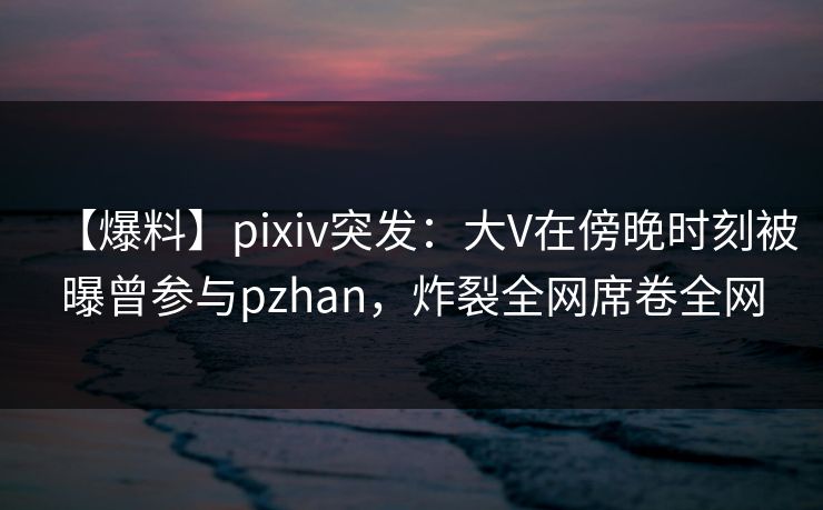 【爆料】pixiv突发：大V在傍晚时刻被曝曾参与pzhan，炸裂全网席卷全网