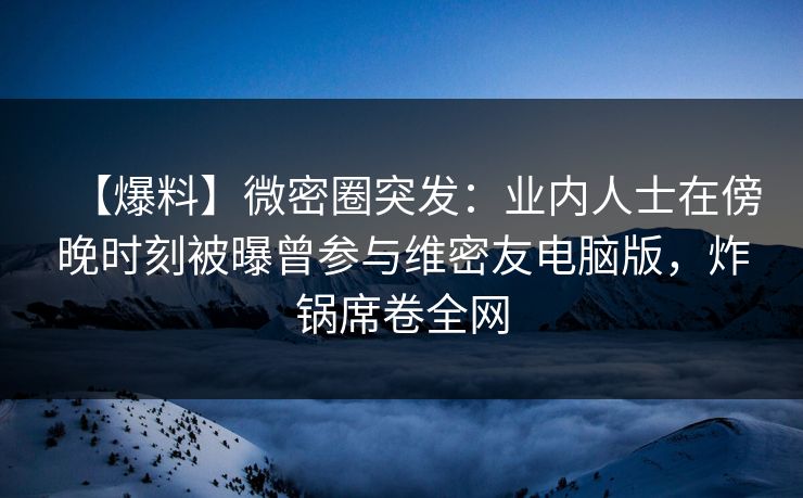 【爆料】微密圈突发：业内人士在傍晚时刻被曝曾参与维密友电脑版，炸锅席卷全网