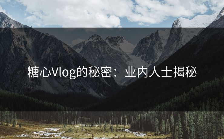 糖心Vlog的秘密：业内人士揭秘