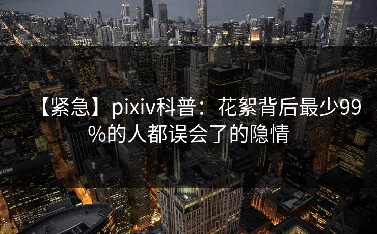 【紧急】pixiv科普：花絮背后最少99%的人都误会了的隐情